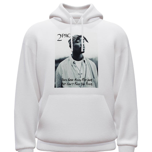 2pac- money for war white hoodie