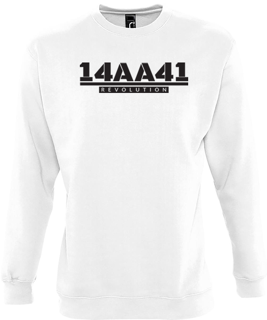 A41 white sweatshirt black logo