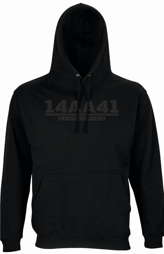 A41 black hoodie black logo