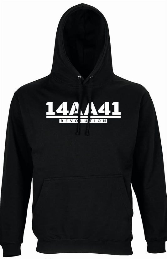 A41 black hoodie white logo